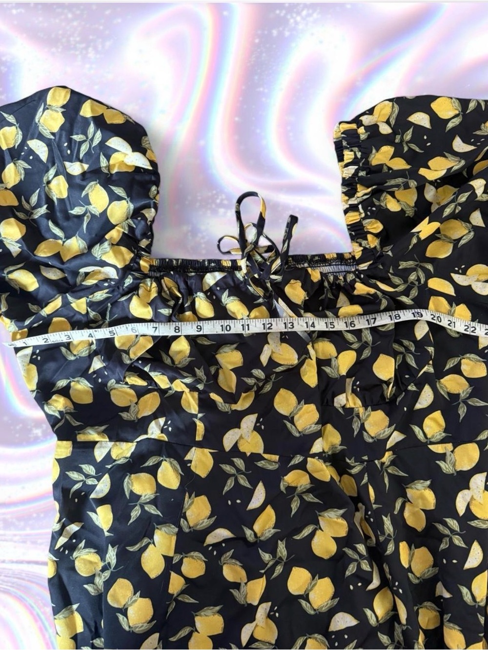 Cider Black Midi Dress with Yellow Lemon Motif - Picture 4 of 9